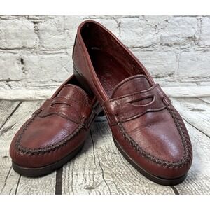 Vintage 90s  Dexter Leather Penny Loafers Size 7M Burgundy Made in‎ USA